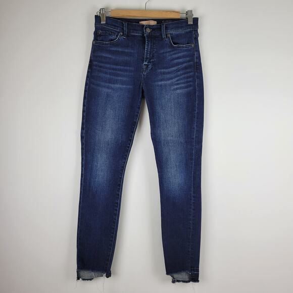 7 For All Mankind b(air) The Ankle Skinny Jeans Side Step Raw Hem Bach Size 27 - Picture 3 of 15